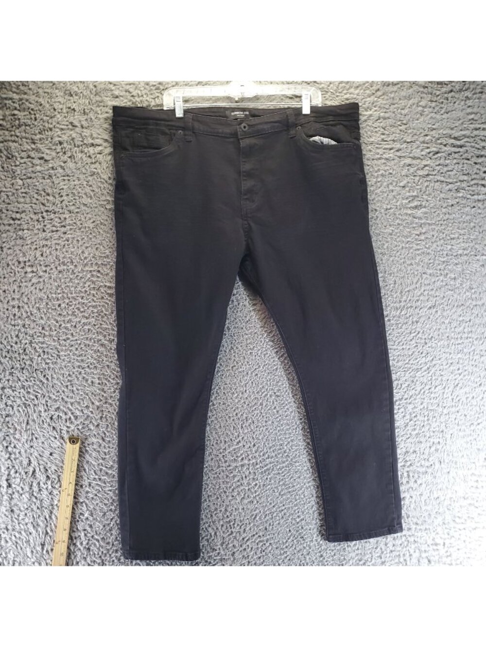Kenneth Cole Jeans Mens 42x30 Black Tapered Fit Stretch Denim *Read*